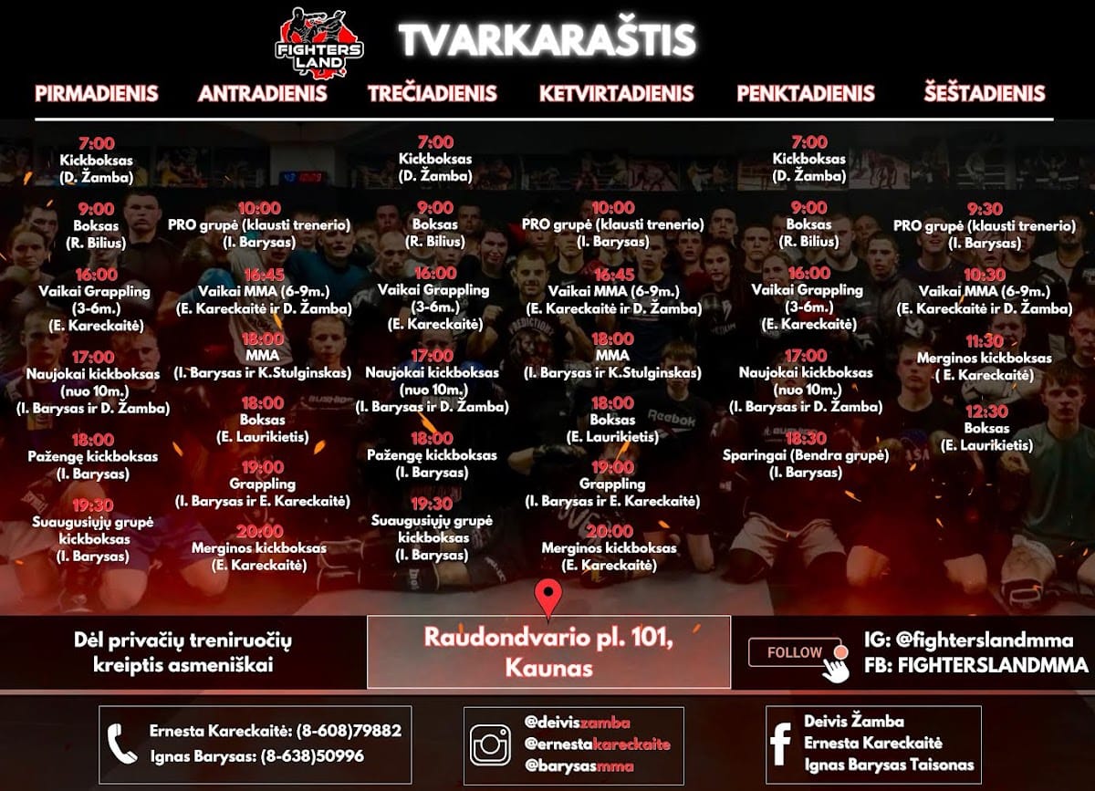 Fightersland kovos menų klubas — sporto klubas Kaunas